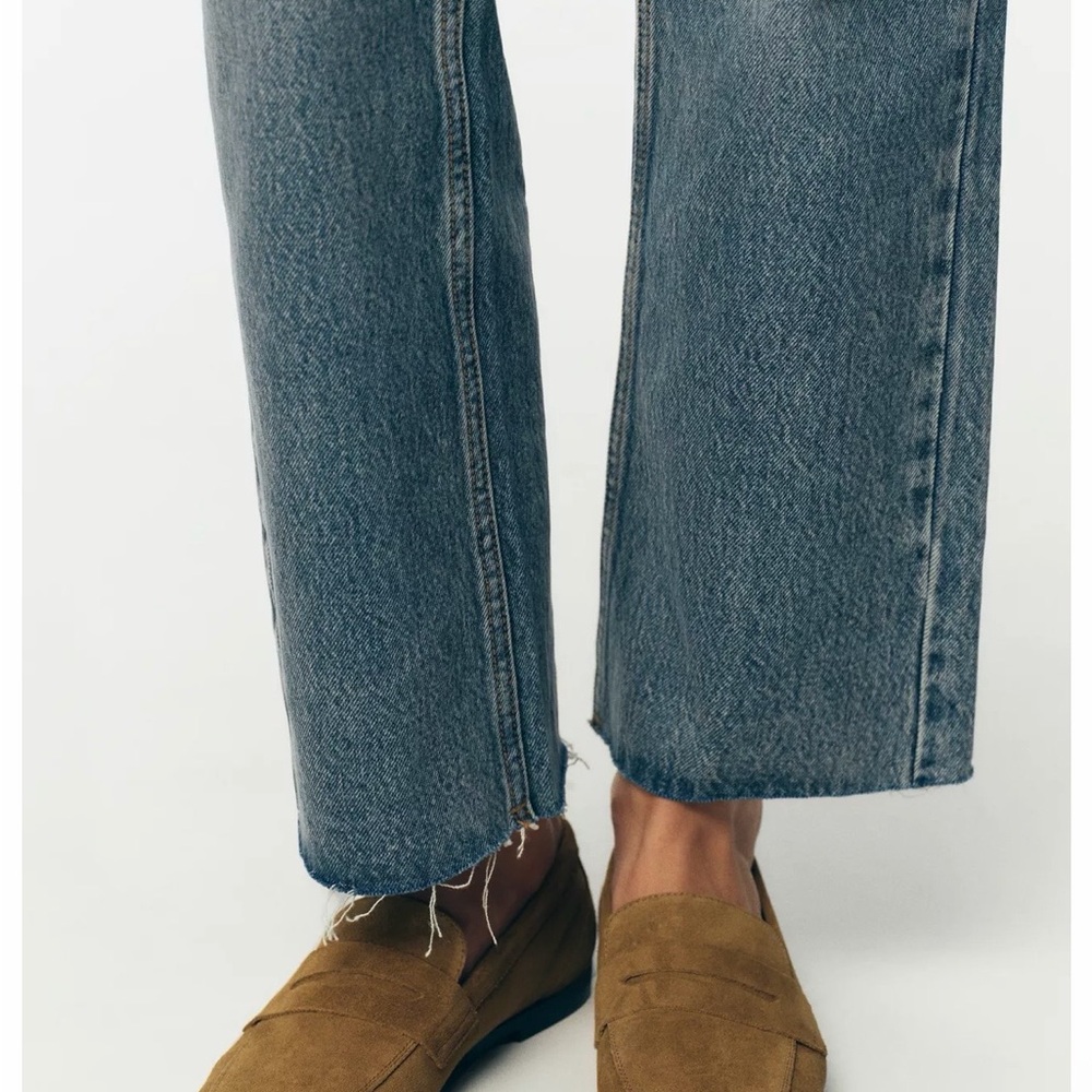 Zara Brown split leather suede Loafers
